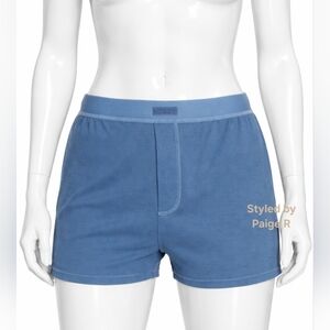 💕NWT SKIMS Cotton Rib Loose Short Blue Lounge Pajama Shorts HARBOR XS